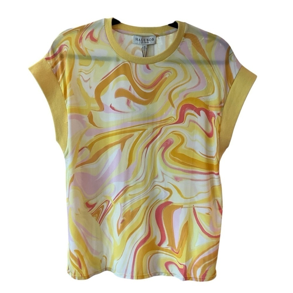 Hale Bob Yellow Orange Graphic Boxy Tee